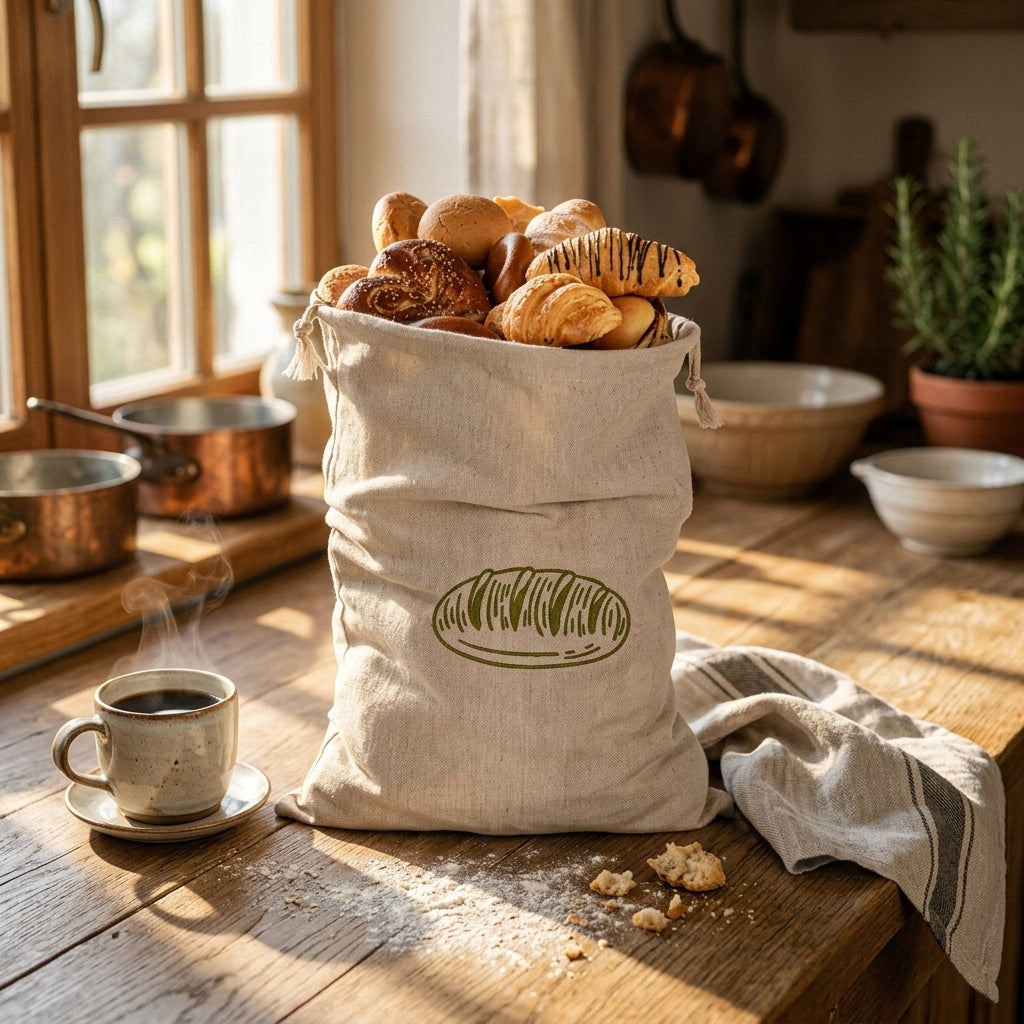 NixEsvi Bienenwachs-Brotbeutel aus Naturleinen für langanhaltende Frische