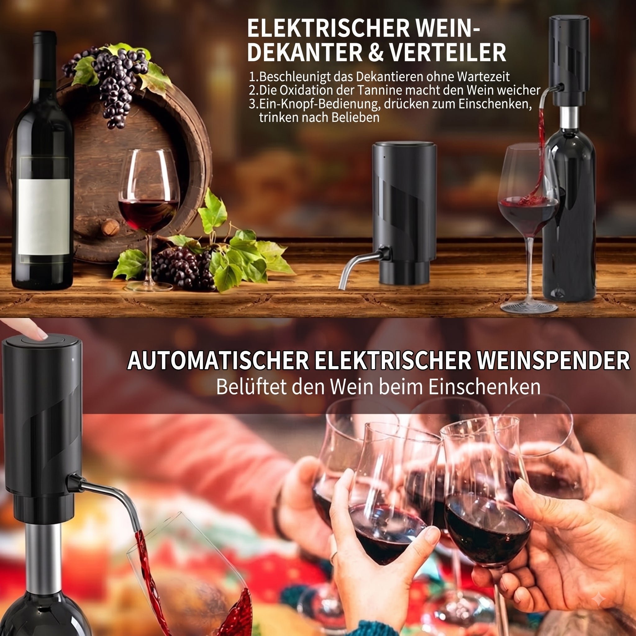 AciWemi Elektrischer Weinbelüfter USB-C Wiederaufladbar