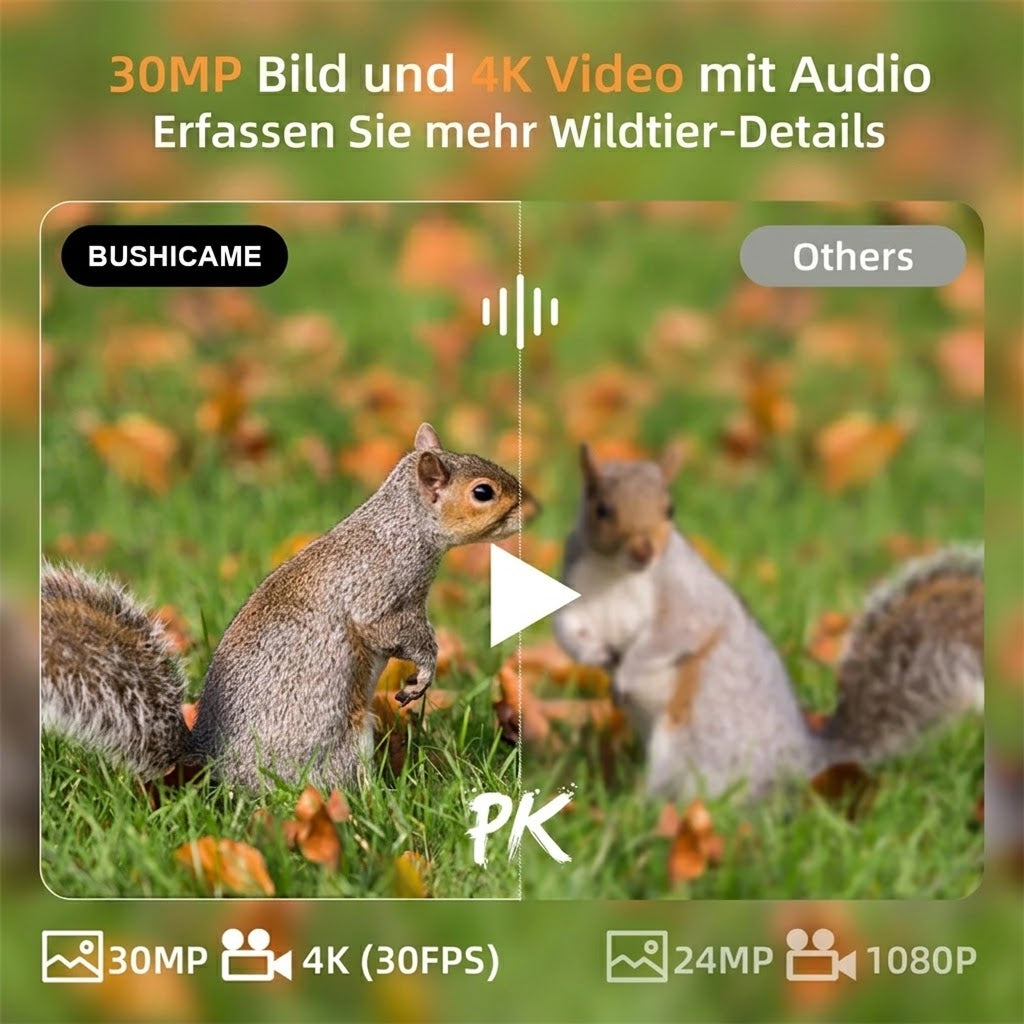 Augepäher 4G LTE Nachtsicht-Wildkamera mit 30MP & 4K