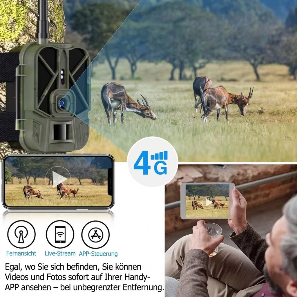 Augepäher 4G LTE Nachtsicht-Wildkamera mit 30MP & 4K