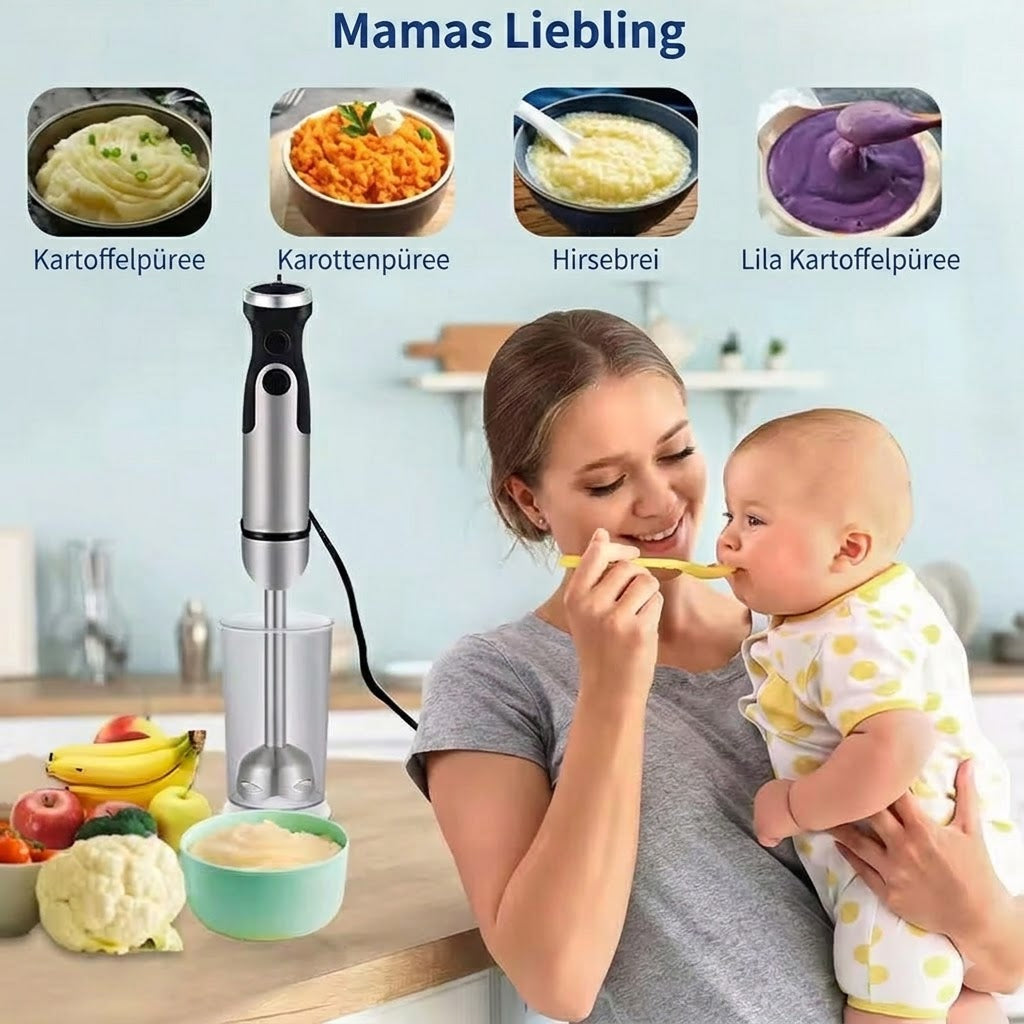 BlenixKi 4-in-1 Stabmixer Set mit 6 Geschwindigkeiten & Turbo
