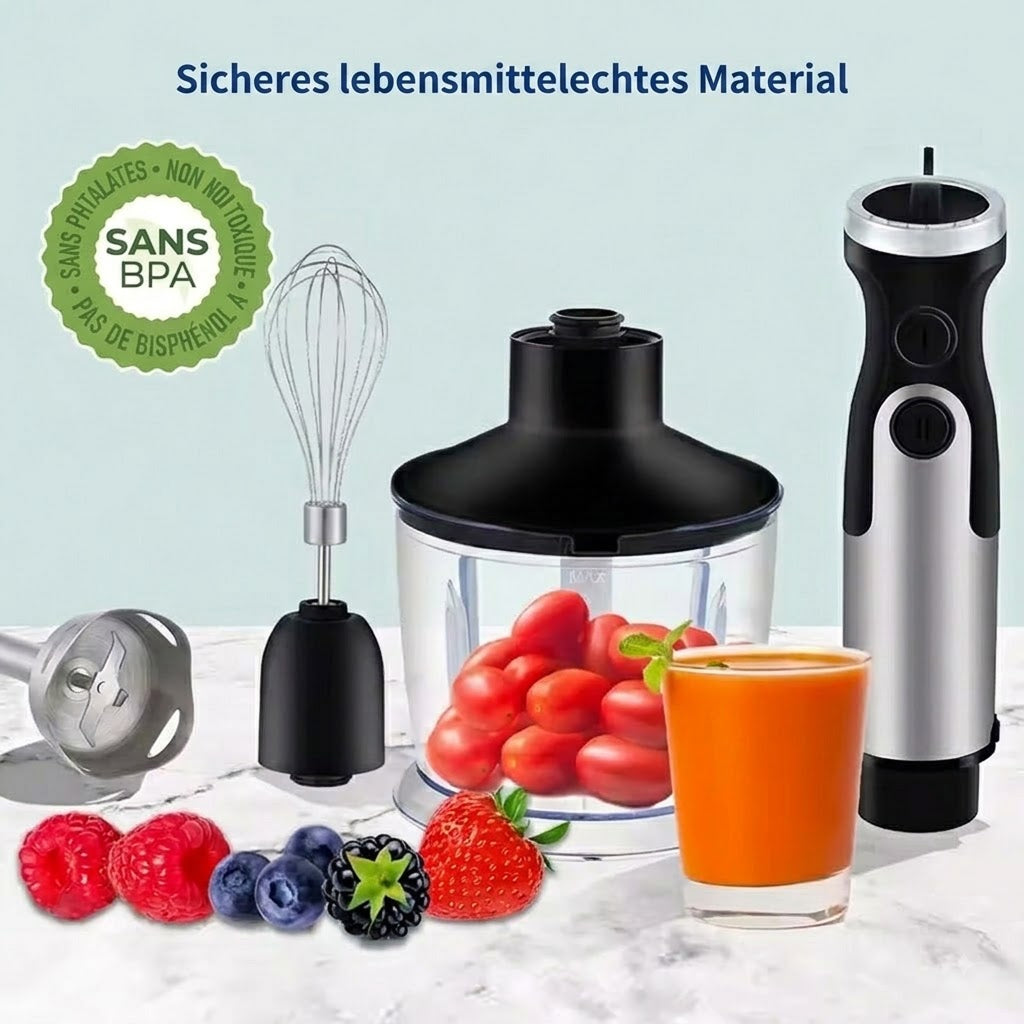 BlenixKi 4-in-1 Stabmixer Set mit 6 Geschwindigkeiten & Turbo