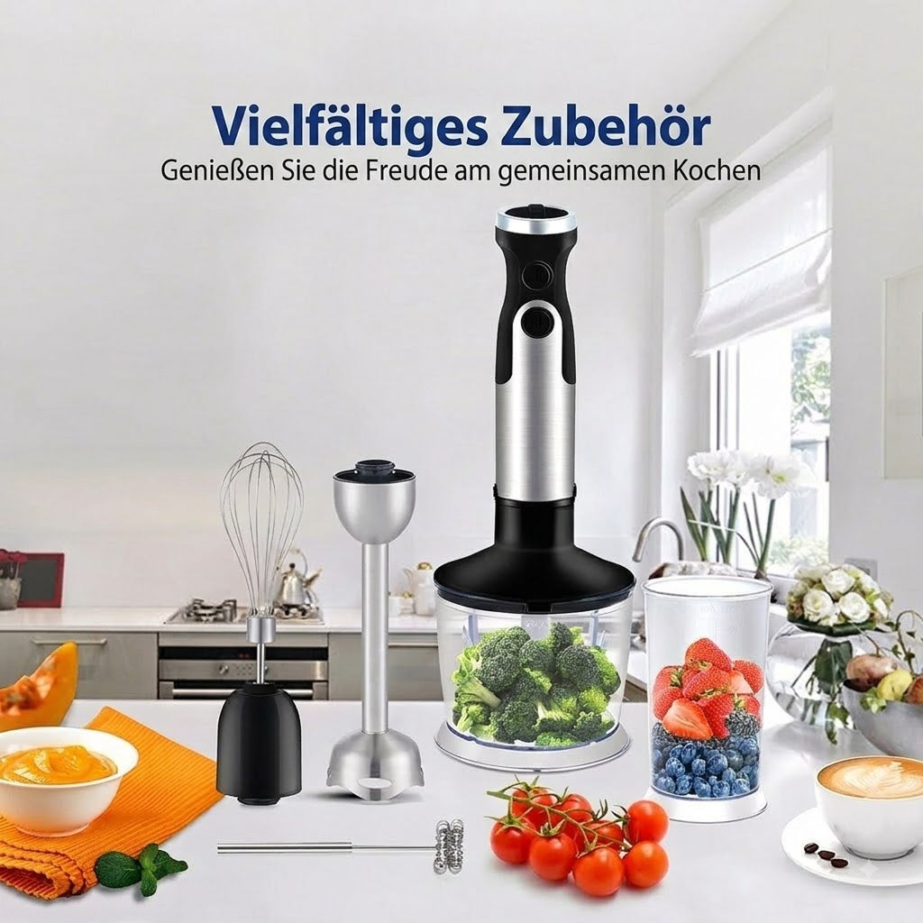 BlenixKi 4-in-1 Stabmixer Set mit 6 Geschwindigkeiten & Turbo
