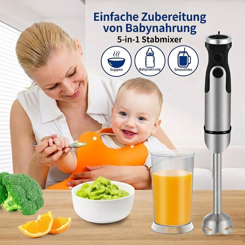 BlenixKi 4-in-1 Stabmixer Set mit 6 Geschwindigkeiten & Turbo