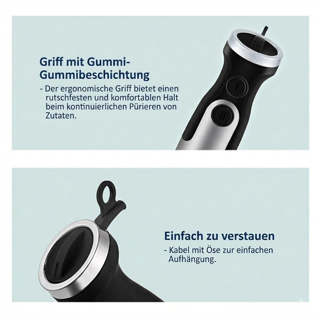 BlenixKi 4-in-1 Stabmixer Set mit 6 Geschwindigkeiten & Turbo