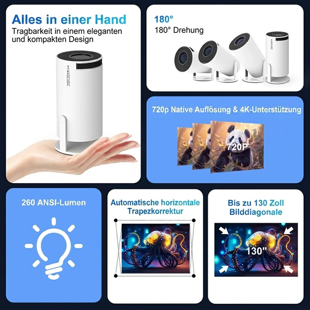 AcStroit Tragbarer Beamer | Mobiler Heimkino Projektor