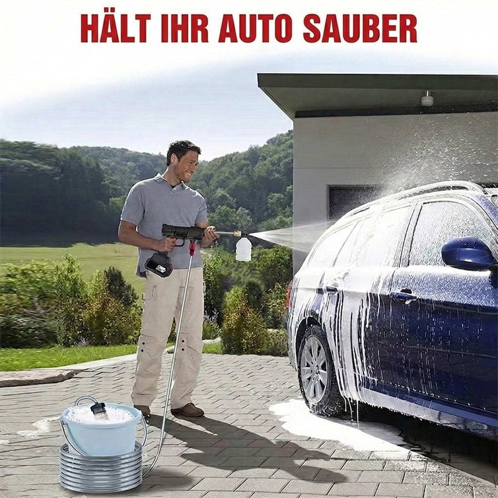CinoAqua Akku-Hochdruckreiniger 30 Bar 300W mit 2 Akkus