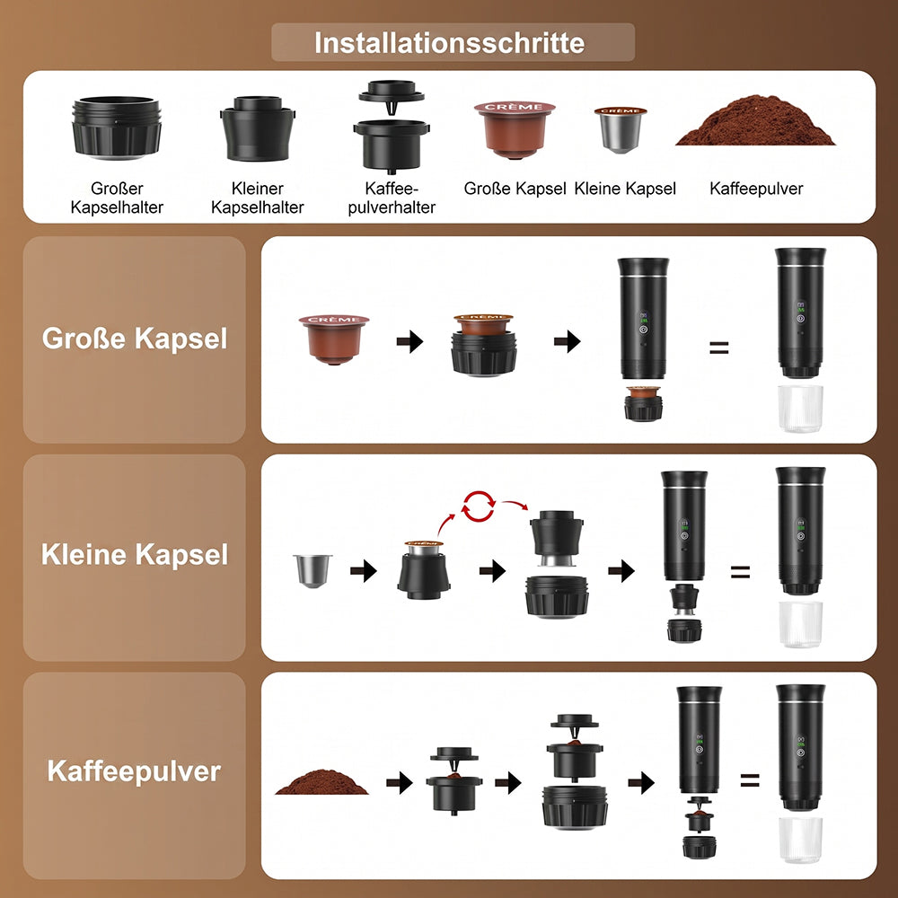 CofiMika Tragbare Espressomaschine mit 20 Bar & Heizfunktion