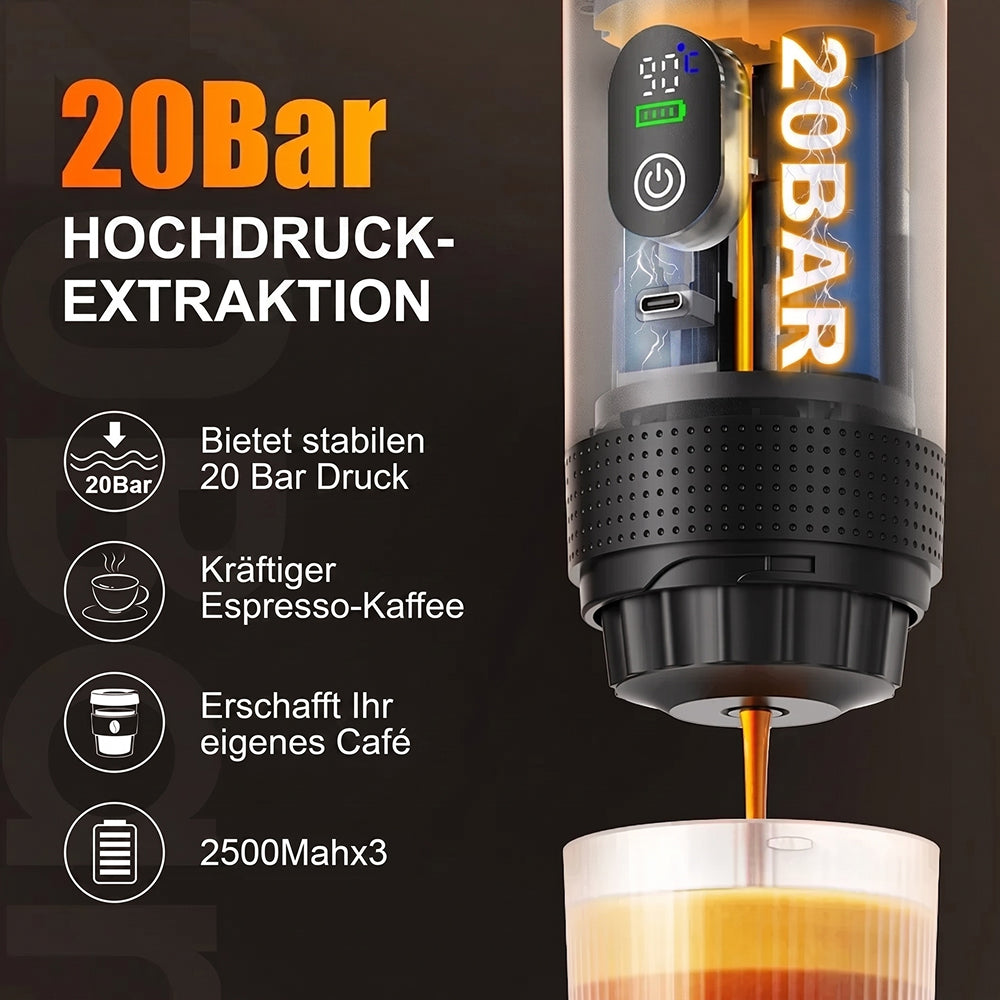 CofiMika Tragbare Espressomaschine mit 20 Bar & Heizfunktion