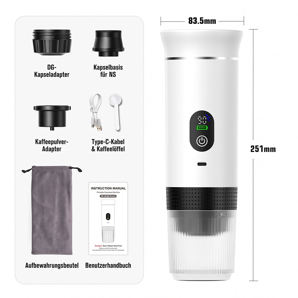 CofiMika Tragbare Espressomaschine mit 20 Bar & Heizfunktion