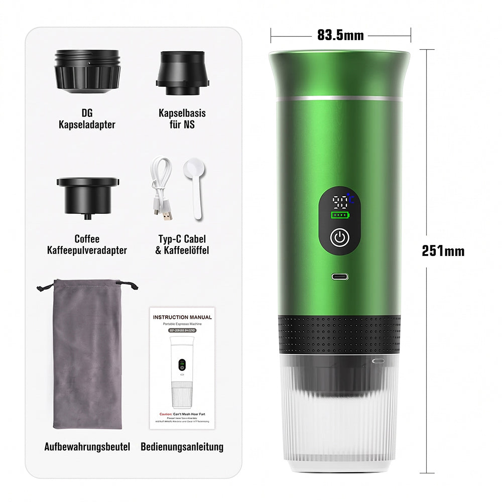 CofiMika Tragbare Espressomaschine mit 20 Bar & Heizfunktion