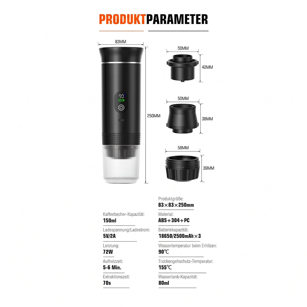 CofiMika Tragbare Espressomaschine mit 20 Bar & Heizfunktion