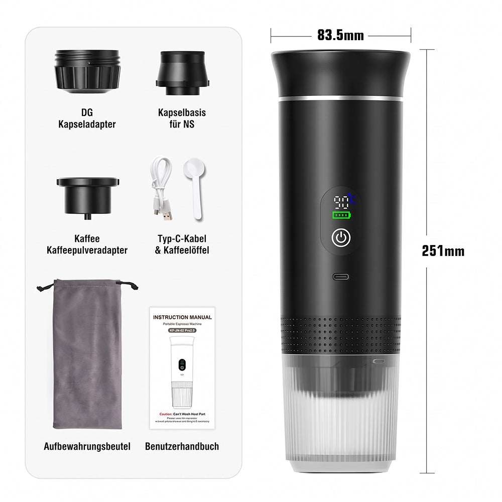 CofiMika Tragbare Espressomaschine mit 20 Bar & Heizfunktion