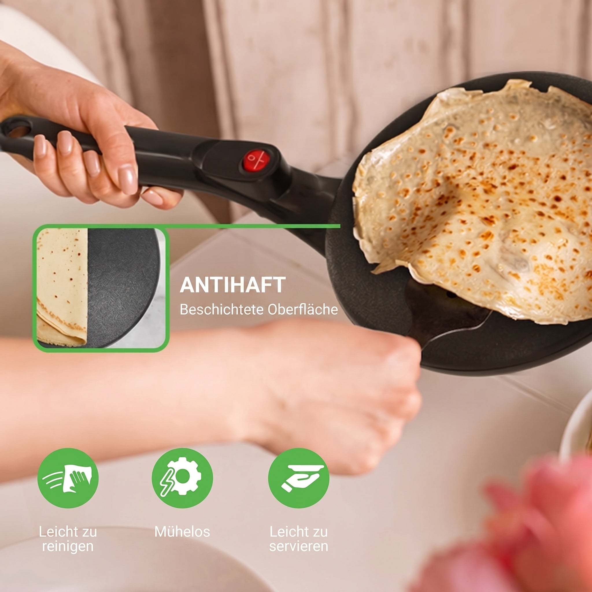 CrepiLik Elektrischer Crêpemaker 800W Antihaft
