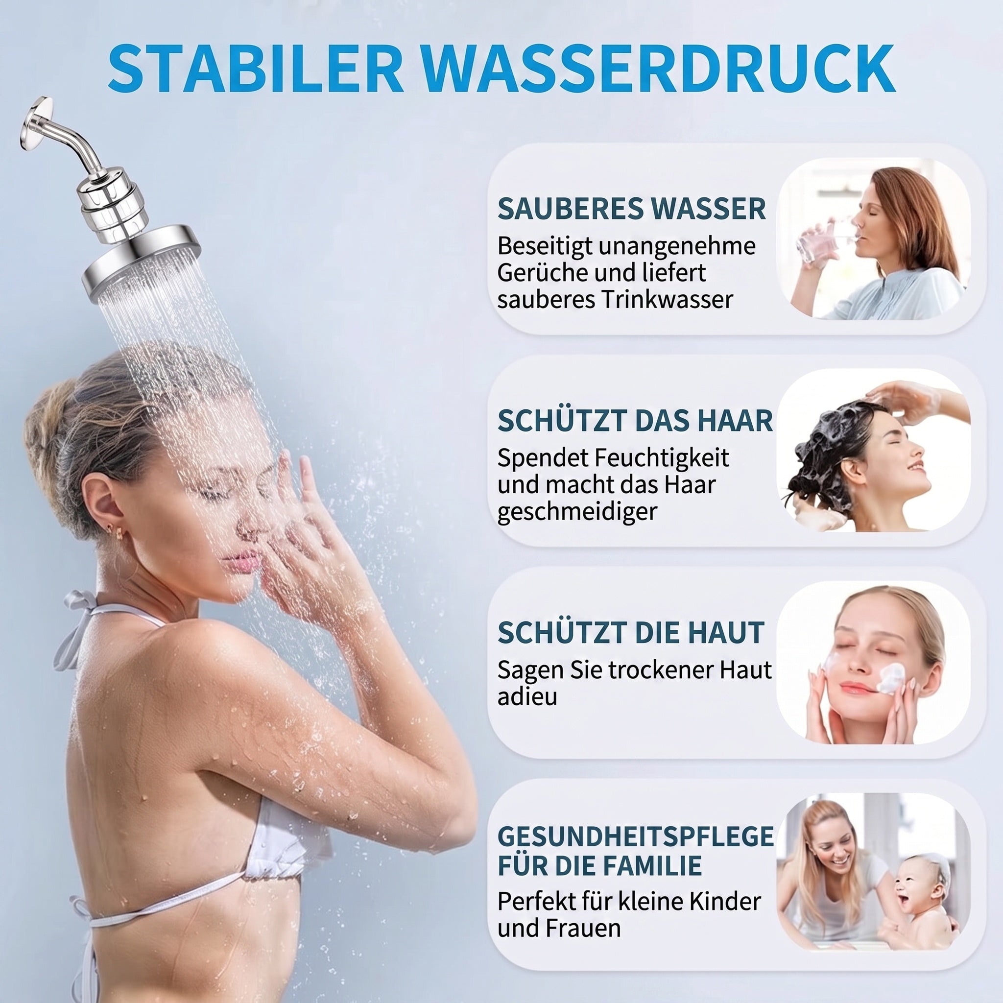 FilCleani 15-Stufen Duschfilter gegen Chlor und Kalk