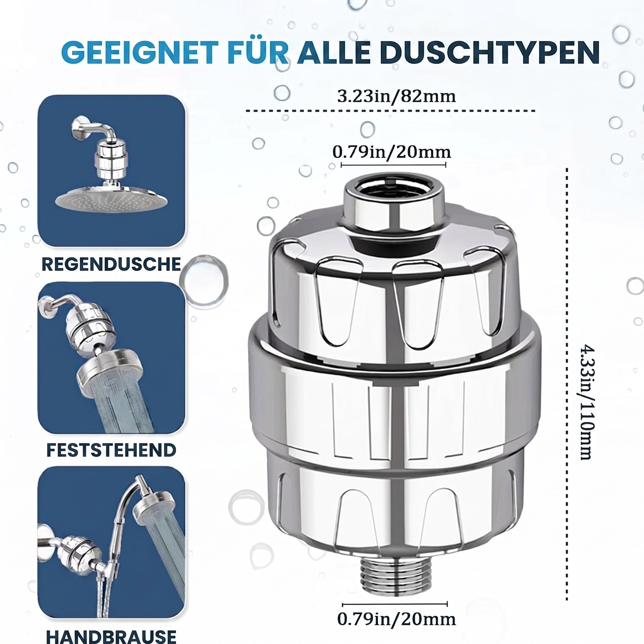 FilCleani 15-Stufen Duschfilter gegen Chlor und Kalk