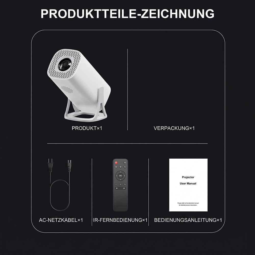 FixPromi Mobiler HD Beamer mit Android 11 & Auto-Kalibrierung
