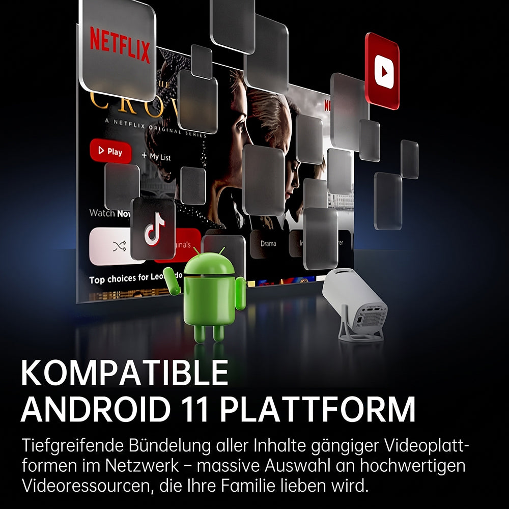 FixPromi Mobiler HD Beamer mit Android 11 & Auto-Kalibrierung