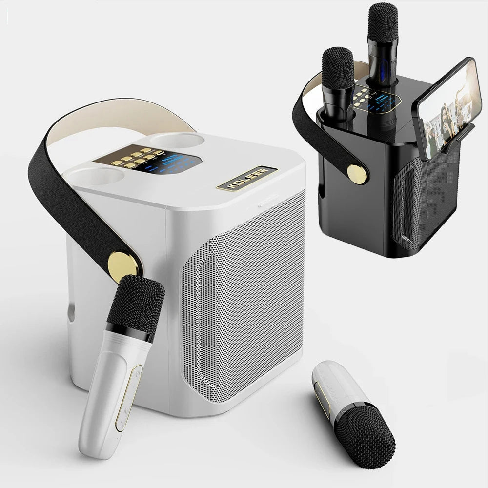 BühMikro Karaoke-Maschine: 360° Stereo, Bluetooth 5.3 & 2 Mikrofone