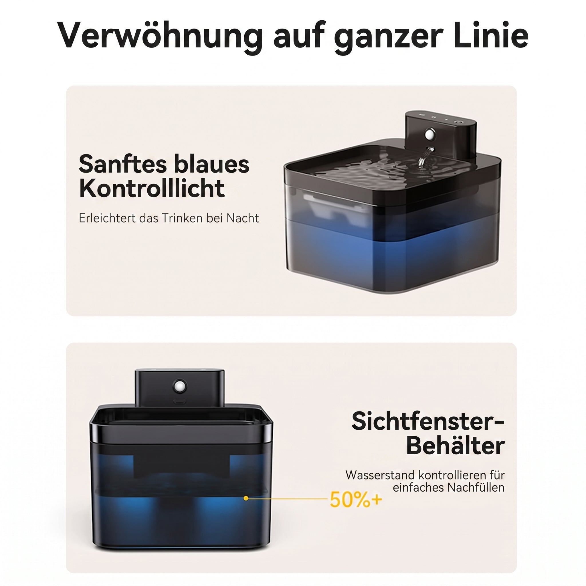 FotivCat Kabelloser Katzenbrunnen 2,2 l, Bewegungssensor, wiederaufladbar (2600 mAh), flüsterleise