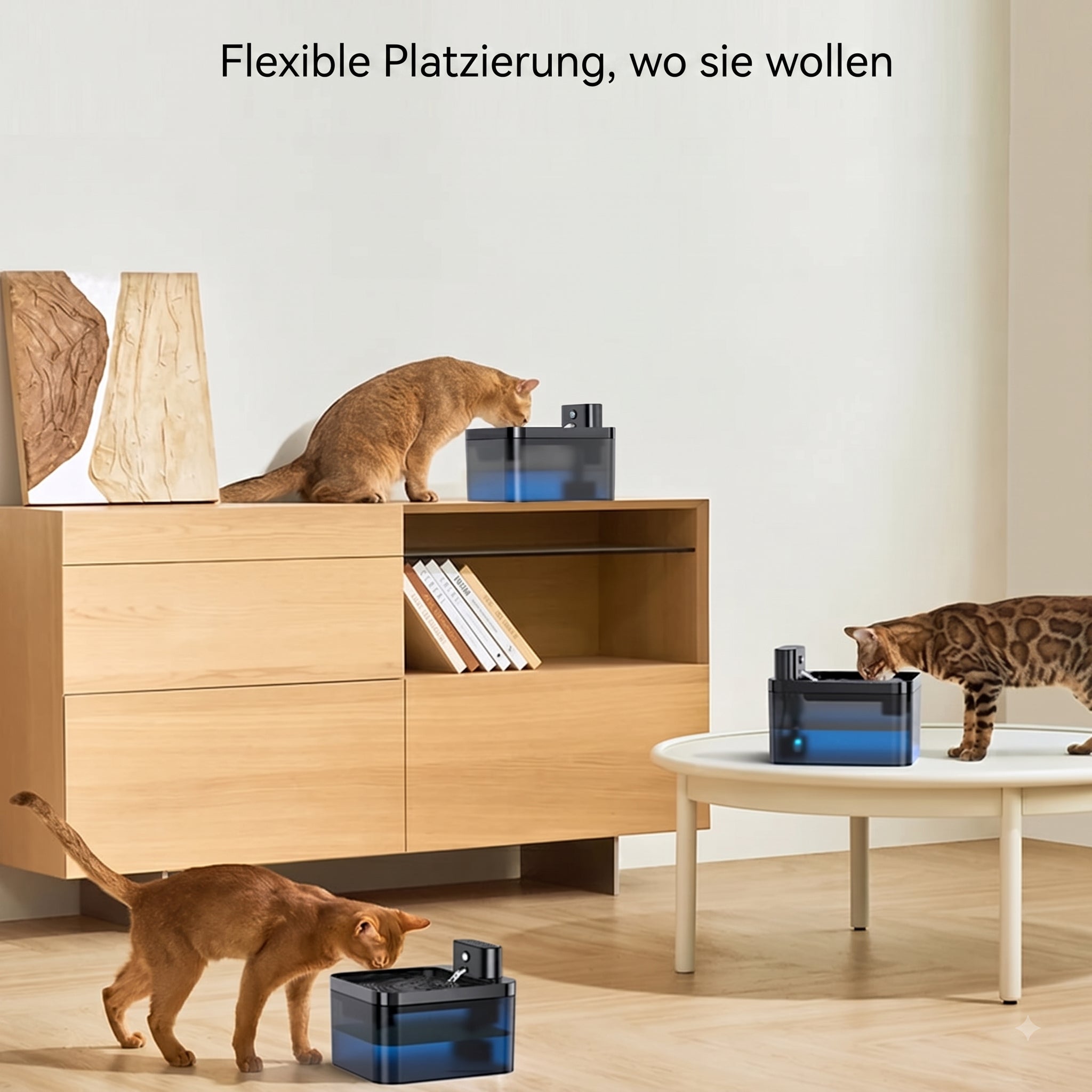FotivCat Kabelloser Katzenbrunnen 2,2 l, Bewegungssensor, wiederaufladbar (2600 mAh), flüsterleise