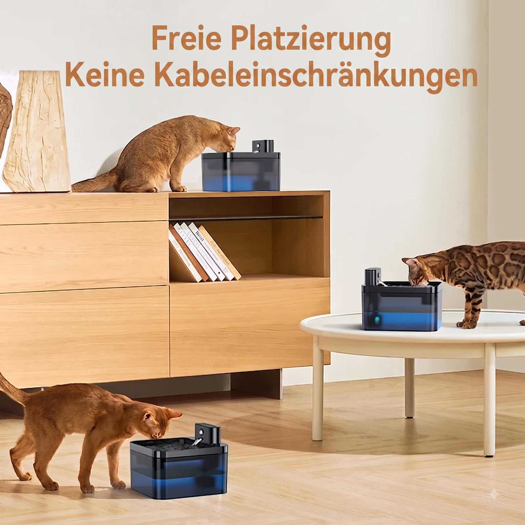 FotivCat Kabelloser Katzenbrunnen 2,2 l, Bewegungssensor, wiederaufladbar (2600 mAh), flüsterleise