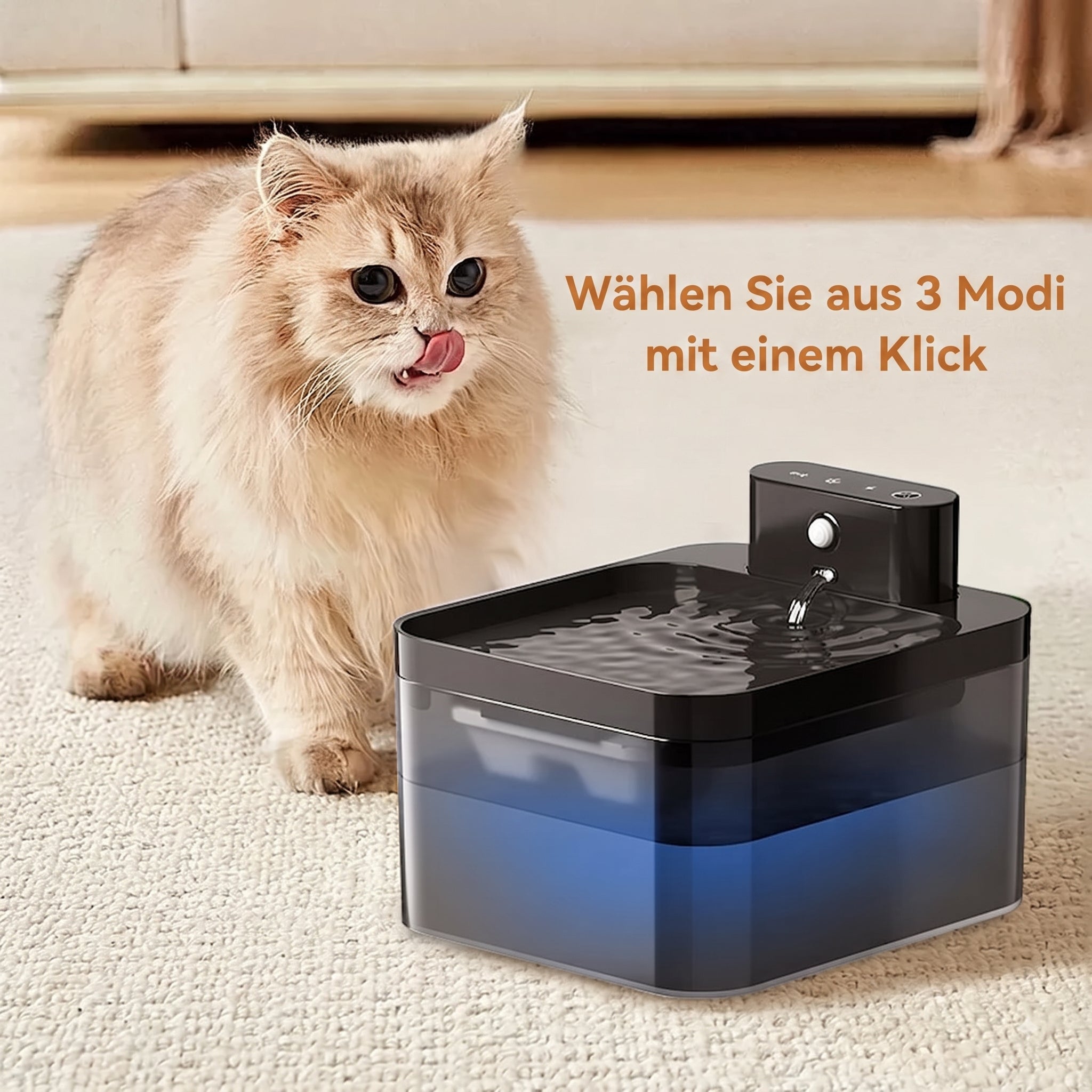FotivCat Kabelloser Katzenbrunnen 2,2 l, Bewegungssensor, wiederaufladbar (2600 mAh), flüsterleise