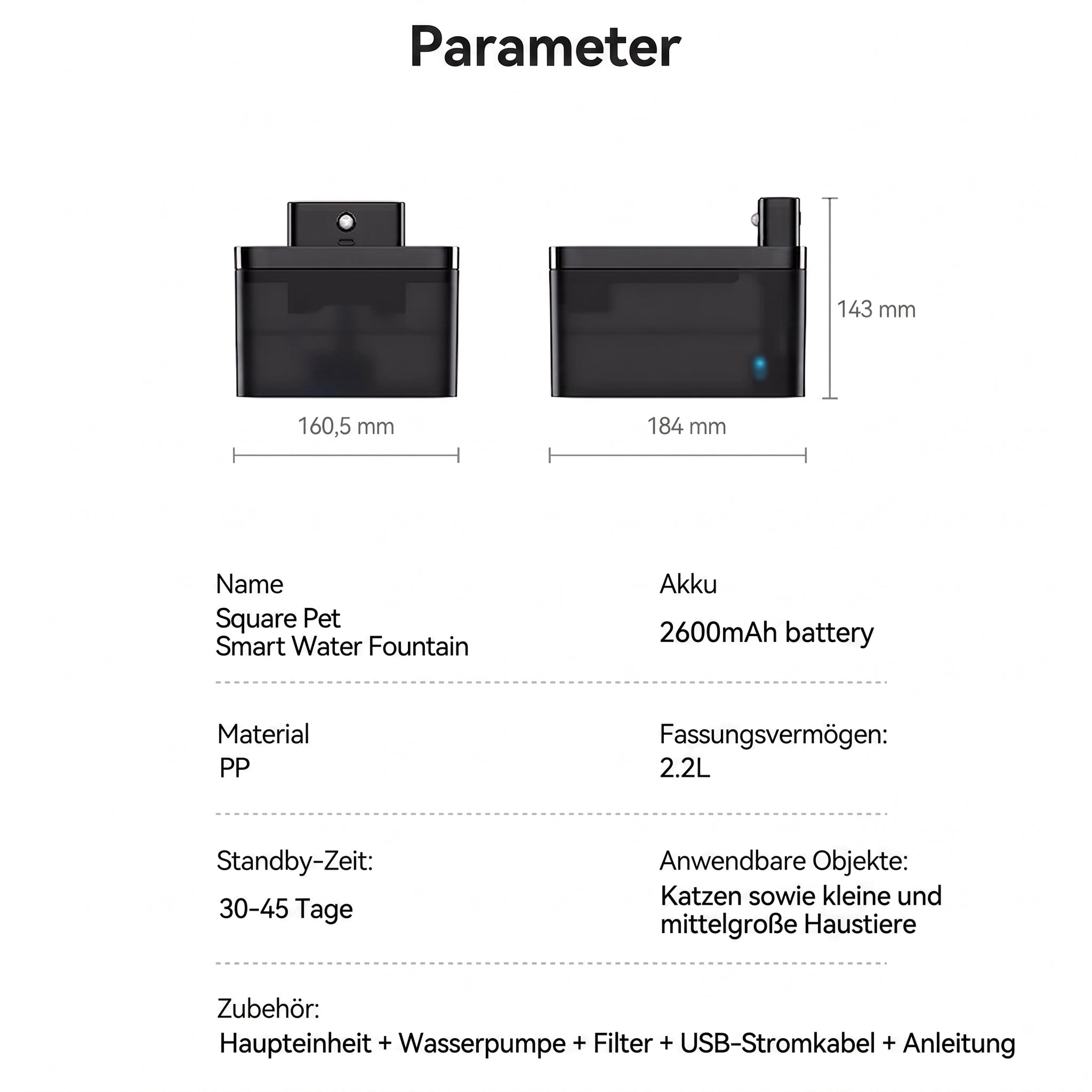 FotivCat Kabelloser Katzenbrunnen 2,2 l, Bewegungssensor, wiederaufladbar (2600 mAh), flüsterleise