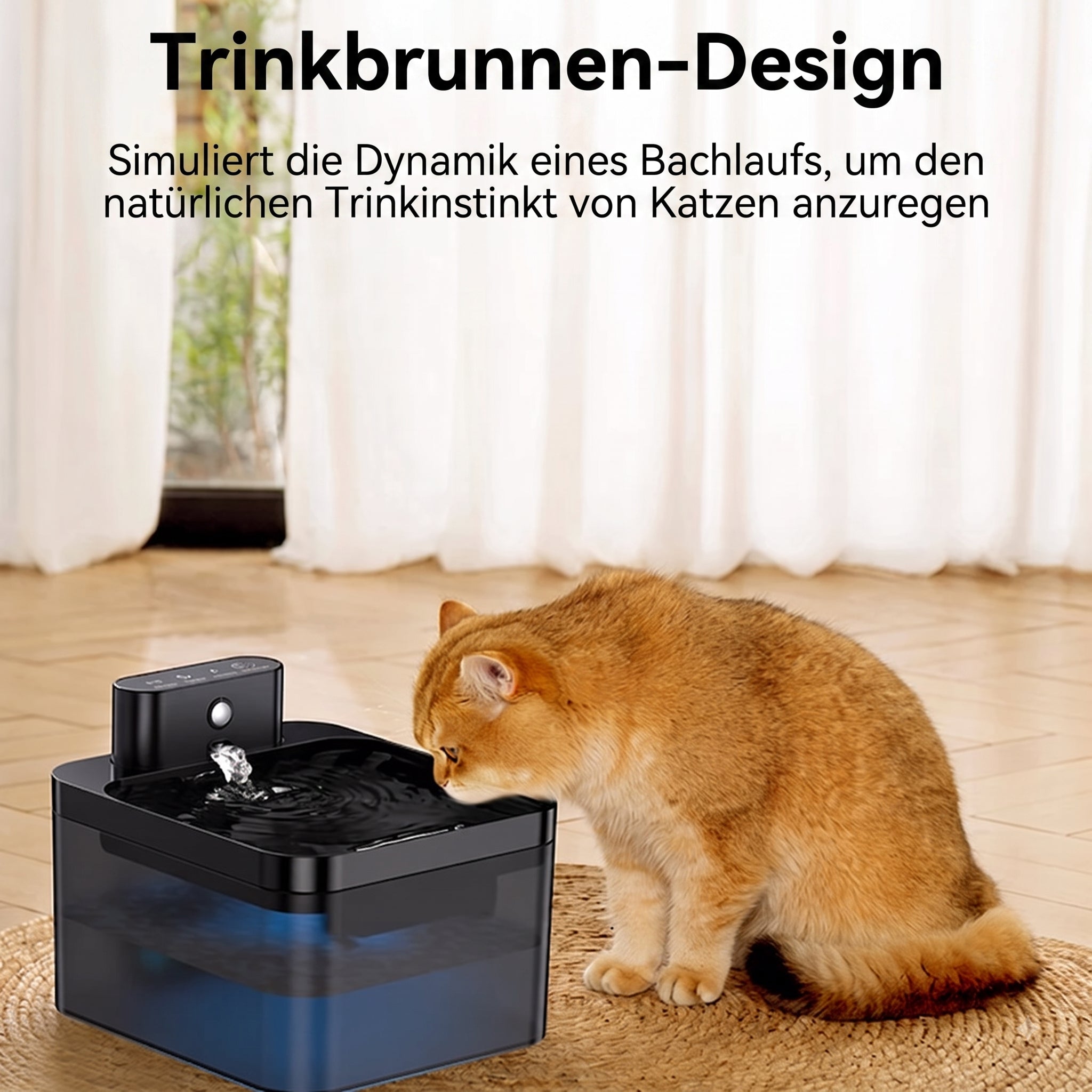 FotivCat Kabelloser Katzenbrunnen 2,2 l, Bewegungssensor, wiederaufladbar (2600 mAh), flüsterleise
