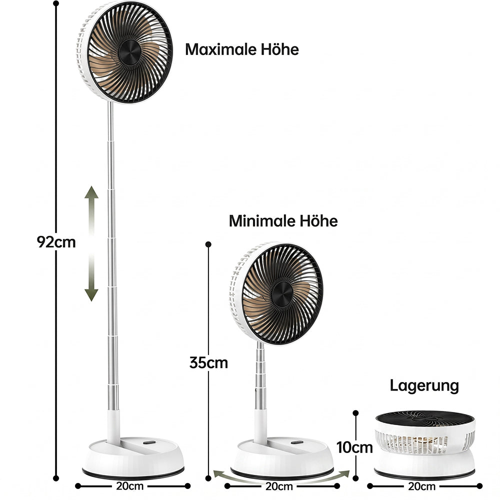 FrisSäule Teleskop-Standventilator mit Akku & Fernbedienung