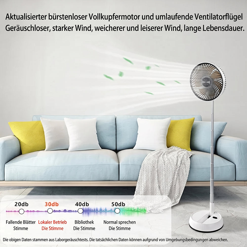 FrisSäule Teleskop-Standventilator mit Akku & Fernbedienung