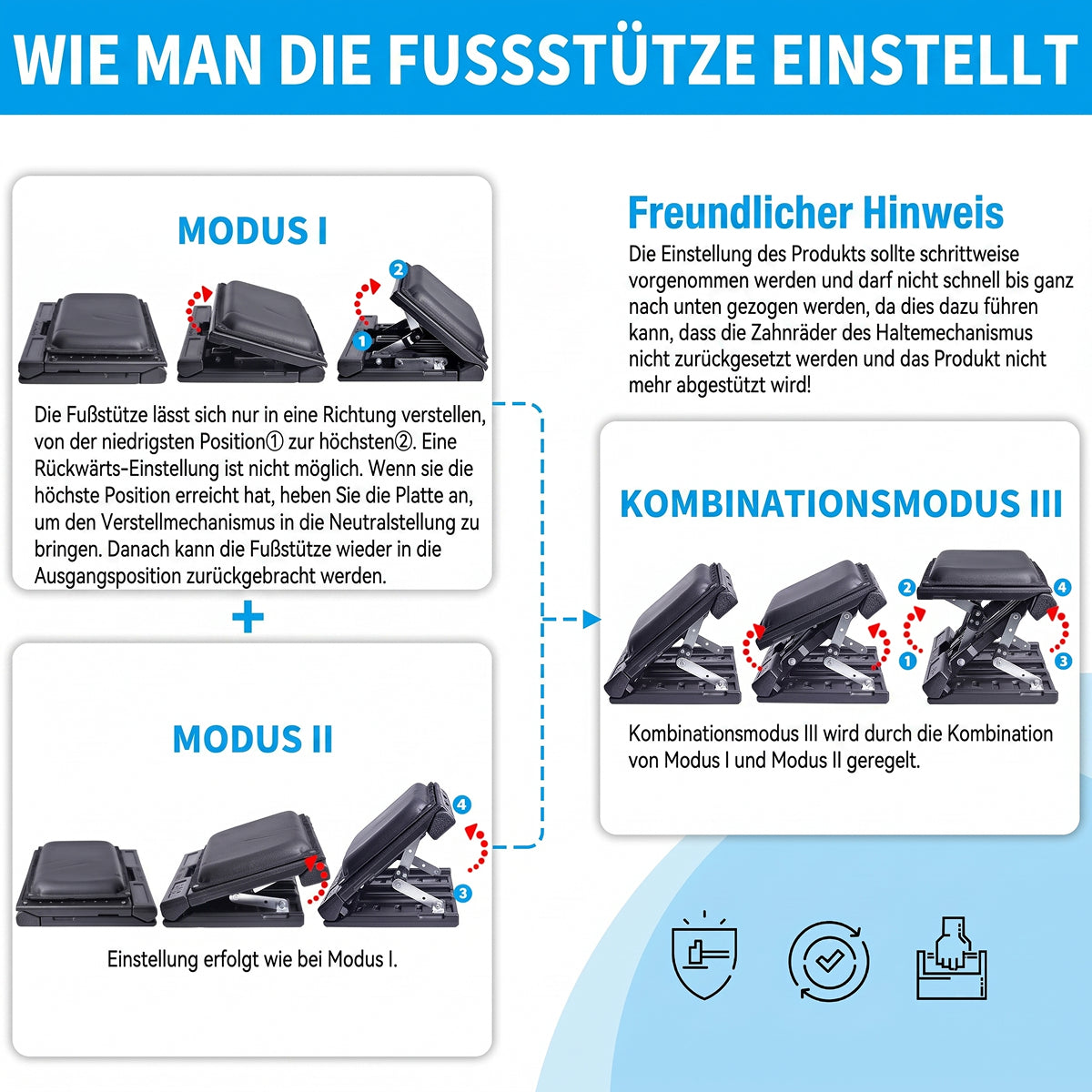 FußeTritt Ergonomische Fußstütze unter dem Schreibtisch