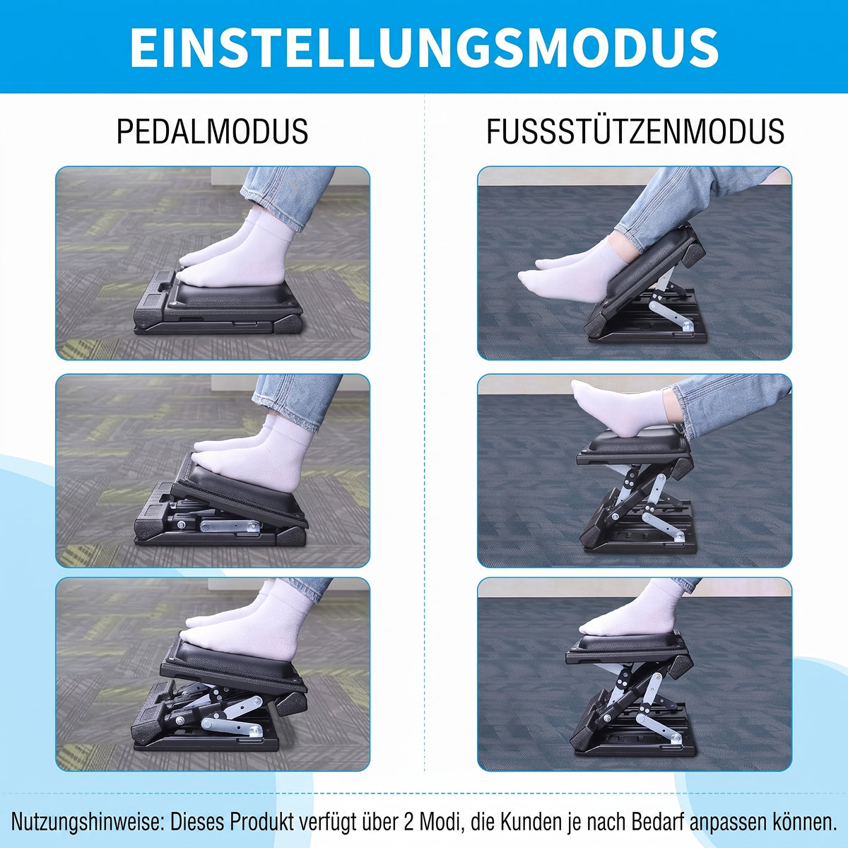 FußeTritt Ergonomische Fußstütze unter dem Schreibtisch
