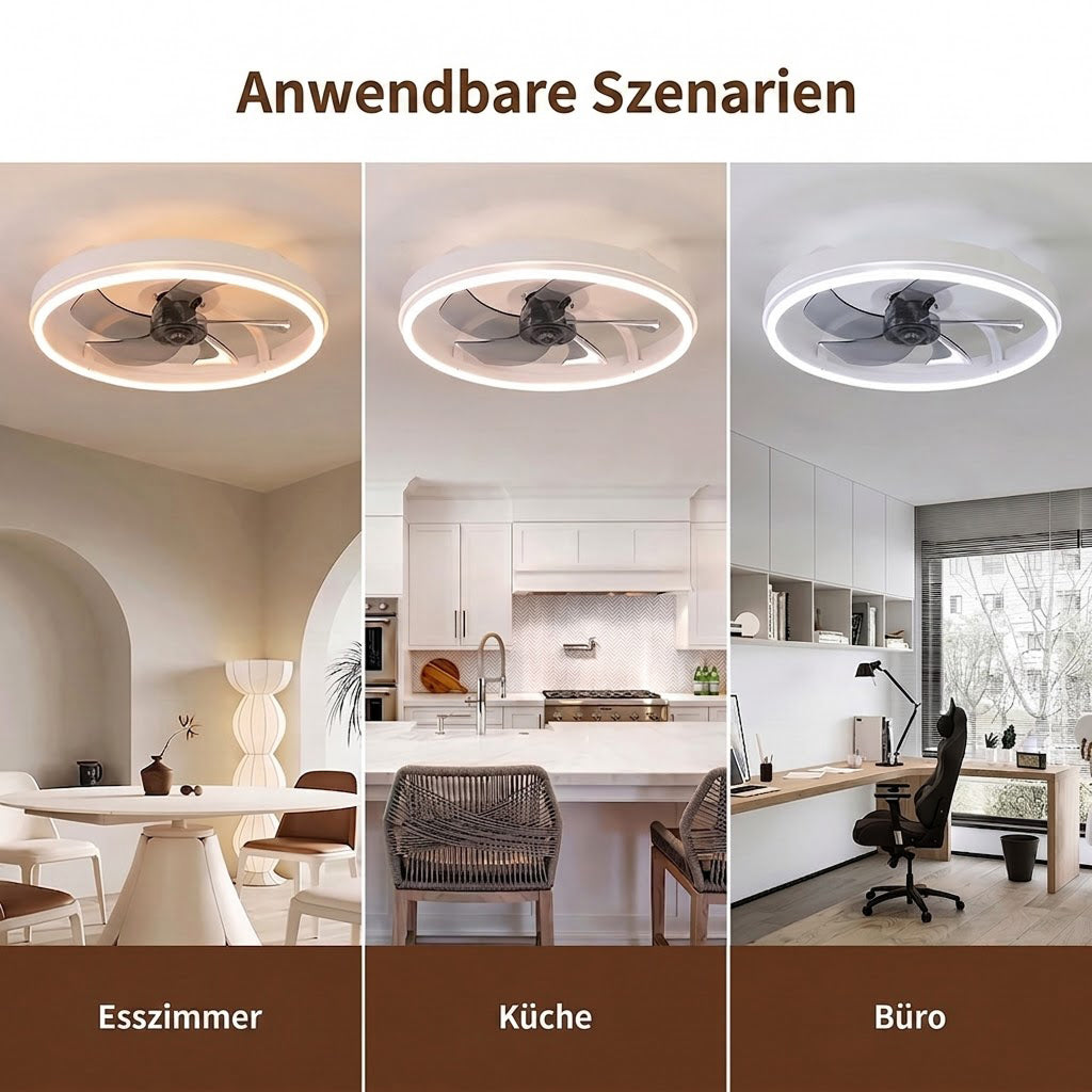 Deckenventilator Leise Fernbedienung - LED Licht Dimmbar 132cm - Wohnzimmer Schlafzimmer
