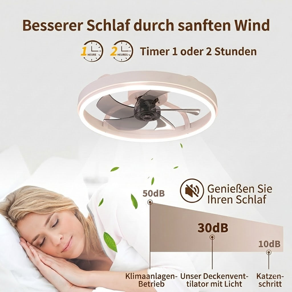 Deckenventilator Leise Fernbedienung - LED Licht Dimmbar 132cm - Wohnzimmer Schlafzimmer