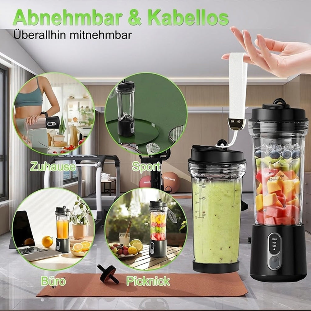 Tragbarer Mixer Akku Smoothie-Maker USB Wiederaufladbar Mini Standmixer Unterwegs Fitness