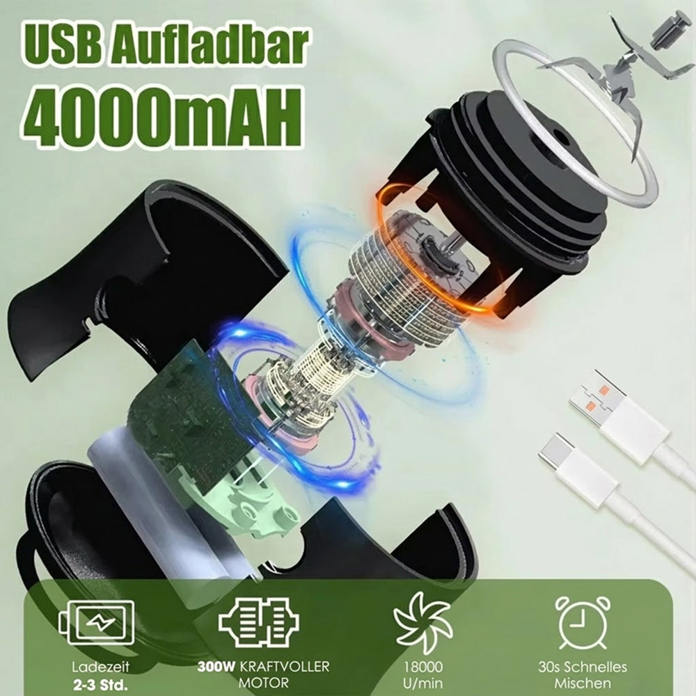 Tragbarer Mixer Akku Smoothie-Maker USB Wiederaufladbar Mini Standmixer Unterwegs Fitness