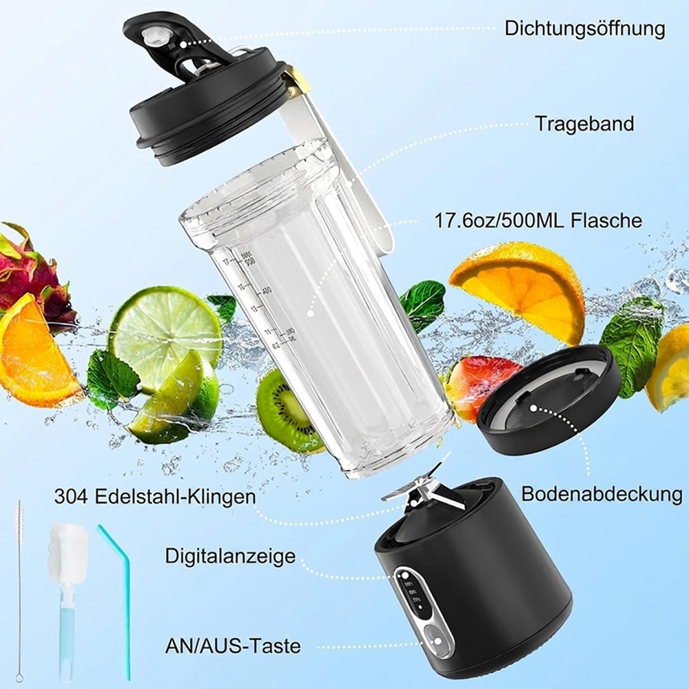 Tragbarer Mixer Akku Smoothie-Maker USB Wiederaufladbar Mini Standmixer Unterwegs Fitness