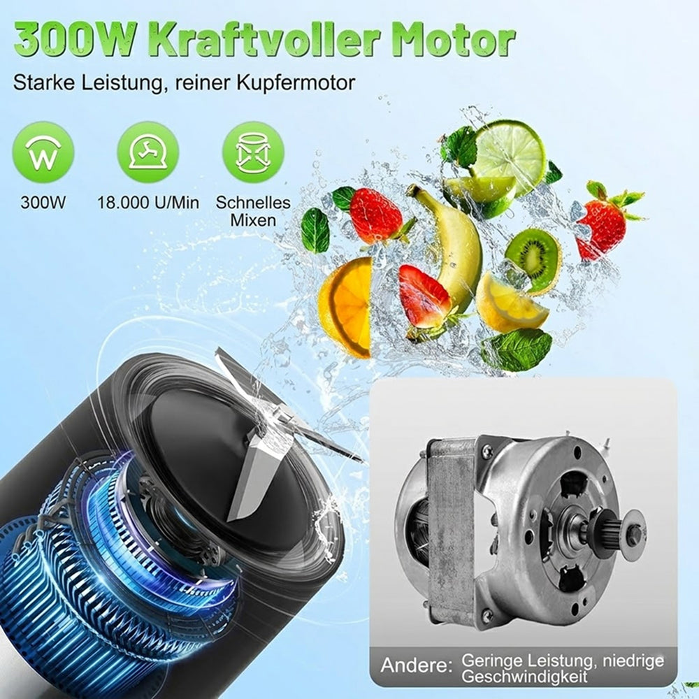 Tragbarer Mixer Akku Smoothie-Maker USB Wiederaufladbar Mini Standmixer Unterwegs Fitness