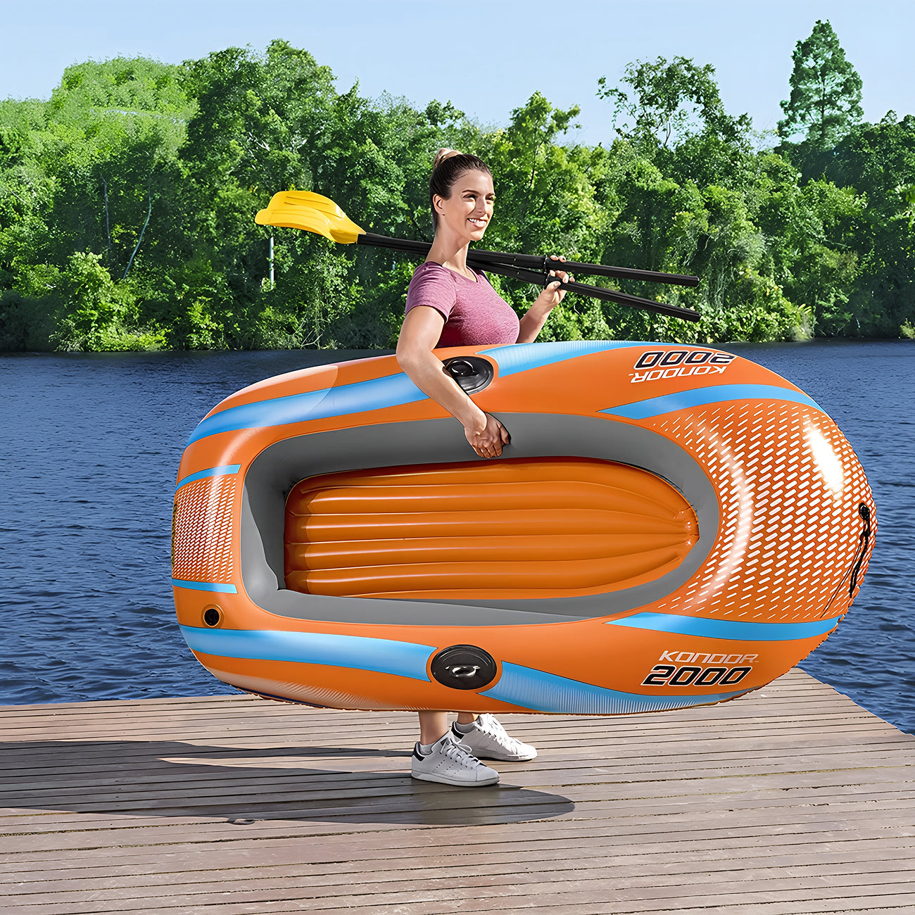 Aufblasbares Kajak - Robustes Paddelboot 2-Personen Set - Erwachsene Outdoor