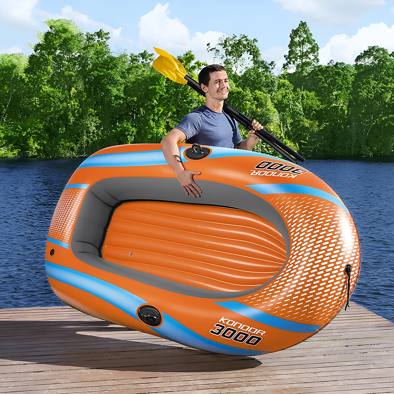 Aufblasbares Kajak - Robustes Paddelboot 2-Personen Set - Erwachsene Outdoor