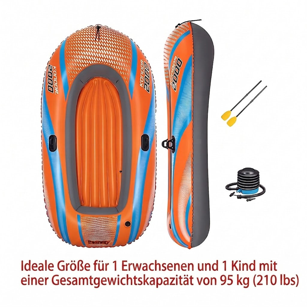 Aufblasbares Kajak - Robustes Paddelboot 2-Personen Set - Erwachsene Outdoor
