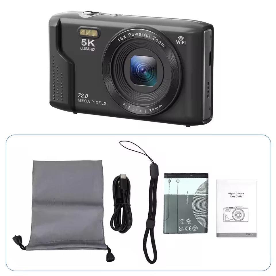 KiviJexi Kompaktkamera 5K Ultra HD 72MP