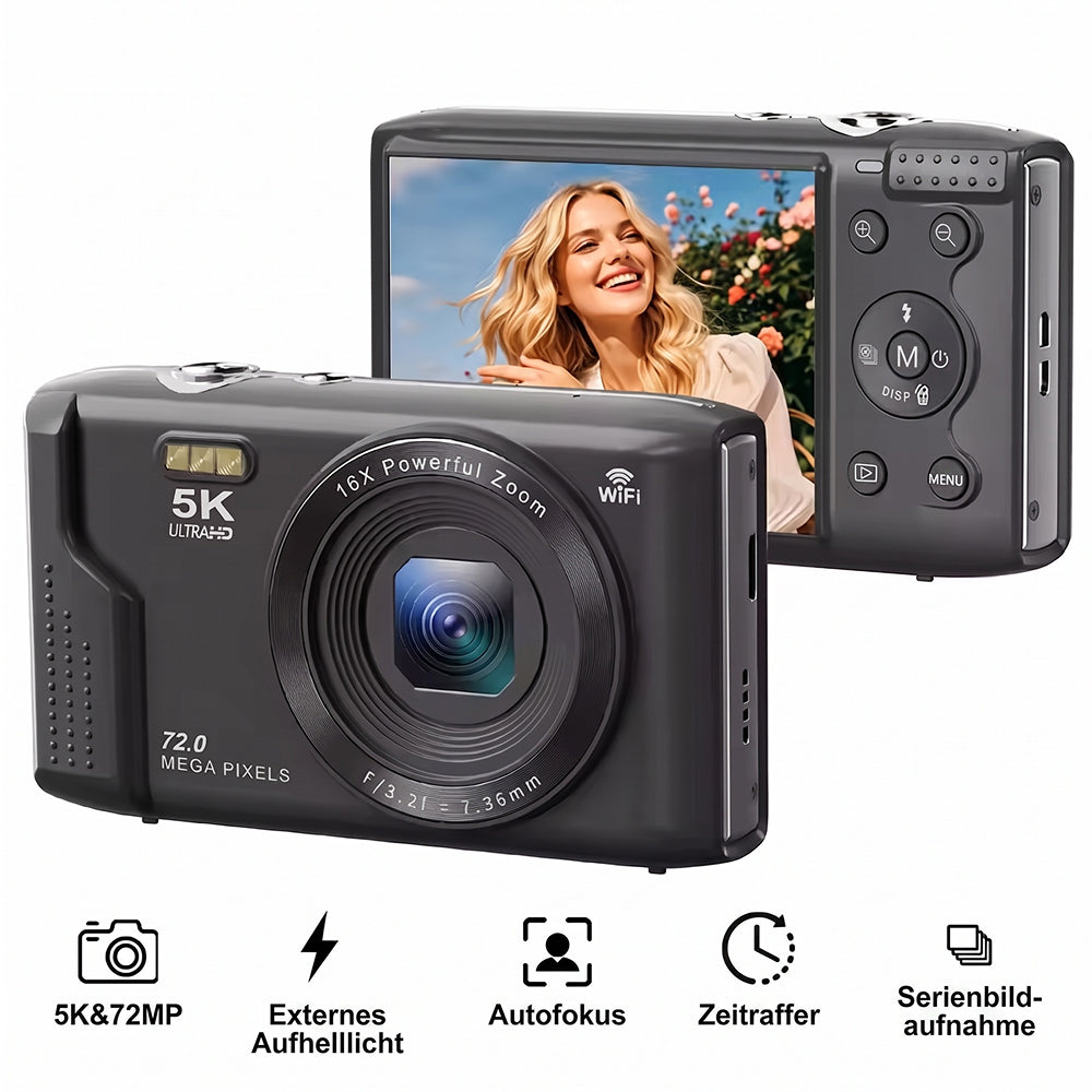 KiviJexi Kompaktkamera 5K Ultra HD 72MP