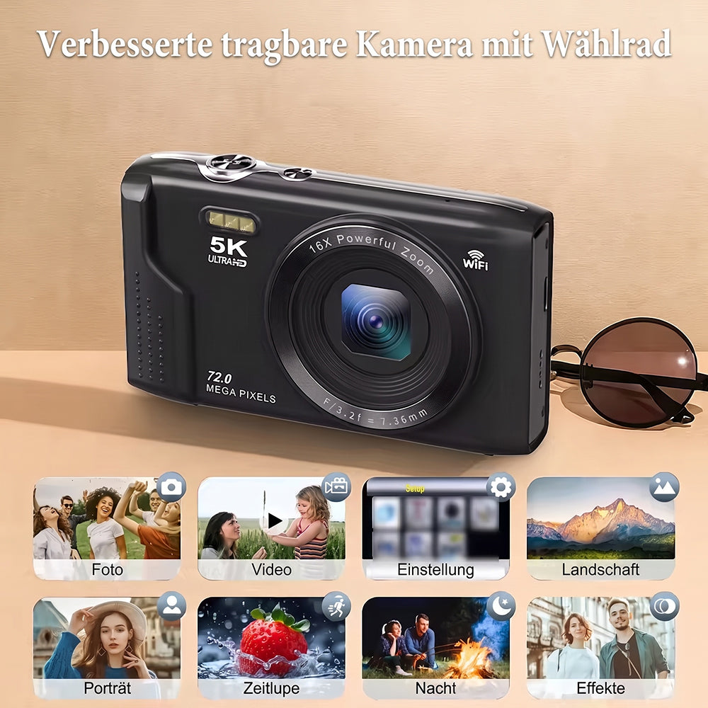 KiviJexi Kompaktkamera 5K Ultra HD 72MP