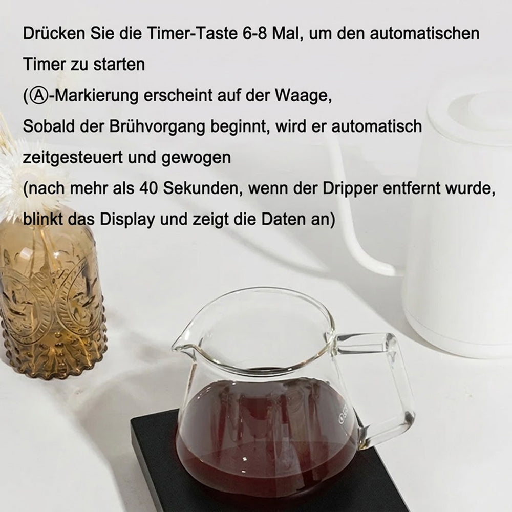Kaffeewaage Digital - Timer LED Display 0.1g Präzision Edelstahl - Barista Kaffee-Liebhaber
