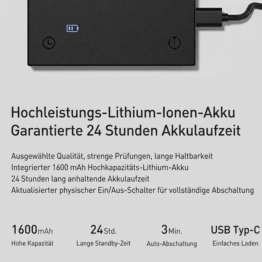 Kaffeewaage Digital - Timer LED Display 0.1g Präzision Edelstahl - Barista Kaffee-Liebhaber