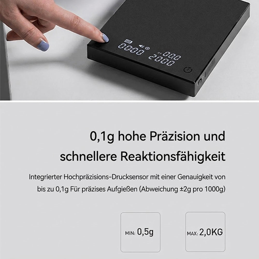 Kaffeewaage Digital - Timer LED Display 0.1g Präzision Edelstahl - Barista Kaffee-Liebhaber