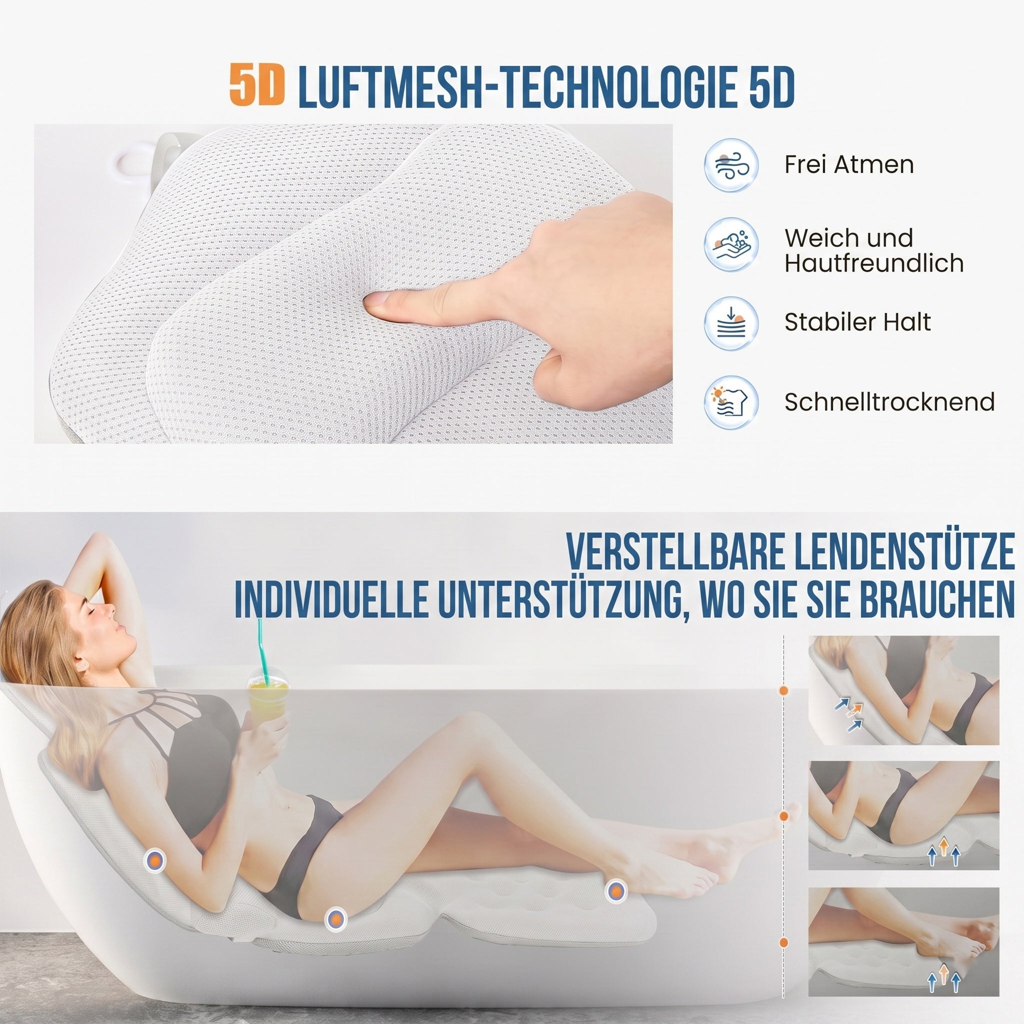LimiJaxi Ergonomisches Badewannenkissen für Maximalen Komfort