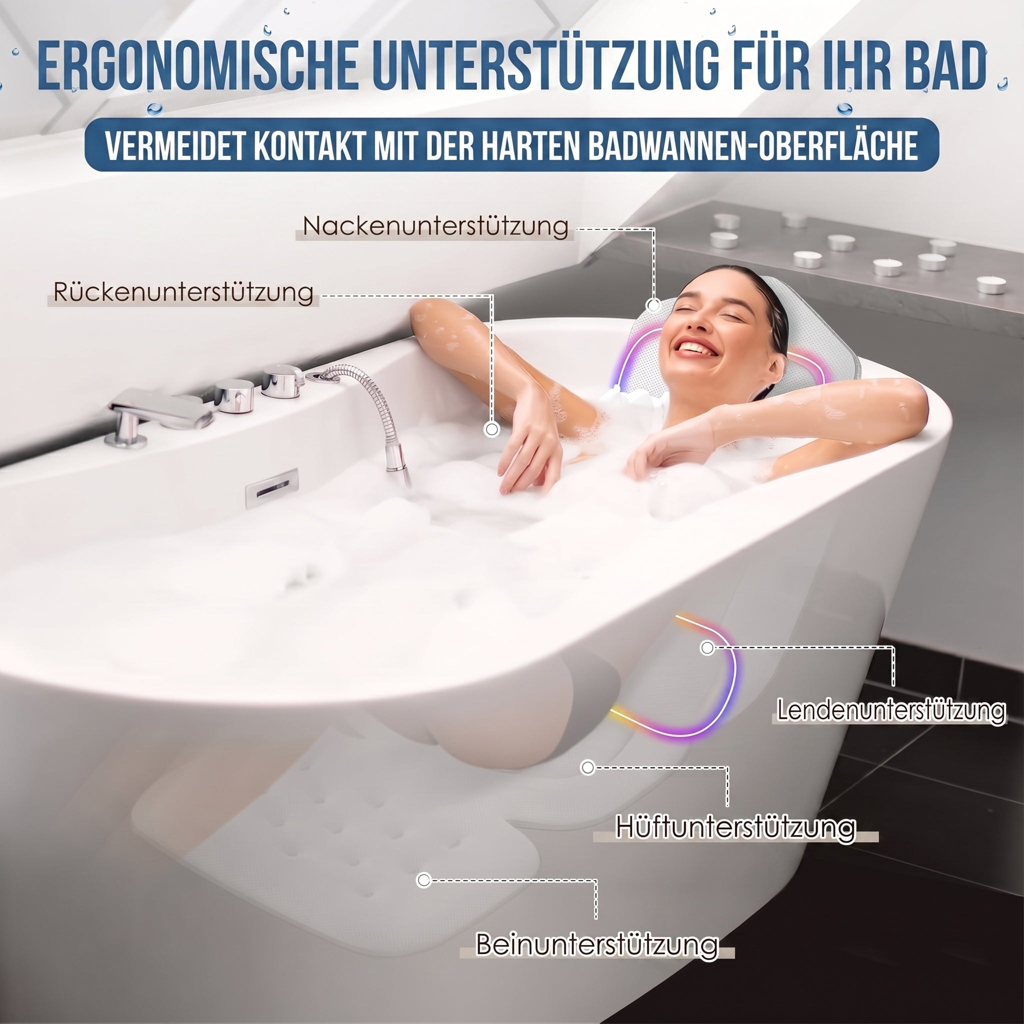 LimiJaxi Ergonomisches Badewannenkissen für Maximalen Komfort